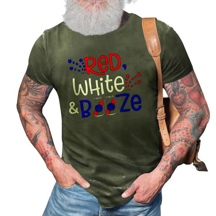 Red White And Booze  Funny Adult 4Th Of July   3D Print Casual Tshirt