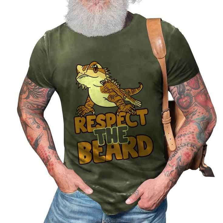 Respect The Beard Funny Bearded Dragon Lizard  3D Print Casual Tshirt