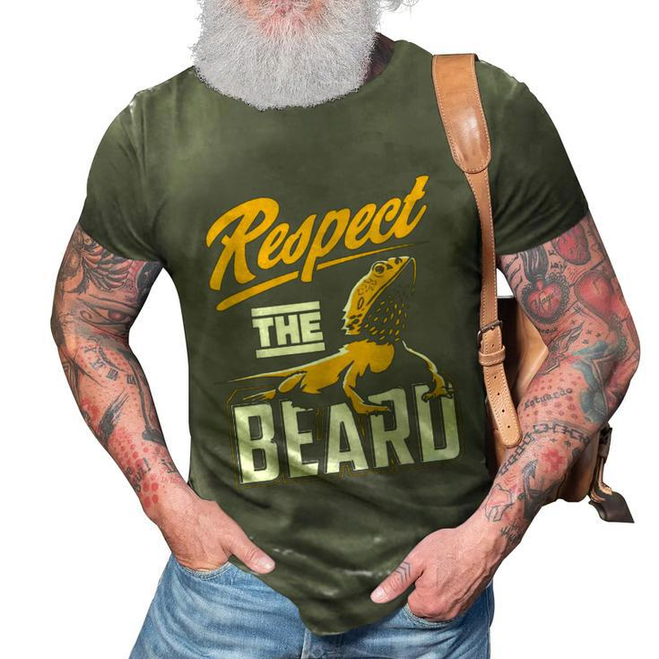 Respect The Beard Pogona & Bearded Dragon  3D Print Casual Tshirt