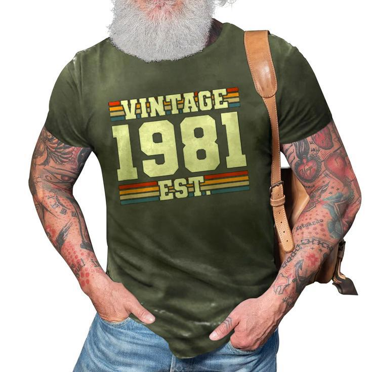 Retro 41 Years Old Vintage 1981 Established 41St Birthday 3D Print Casual Tshirt