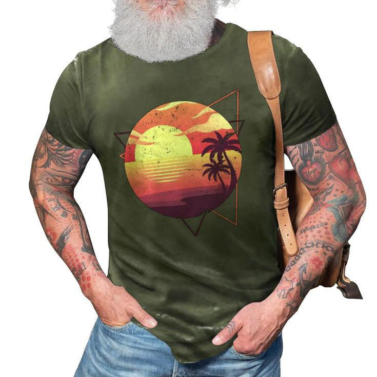 Retro 80S Vaporwave Aesthetic Tropical Sunset 90S Vaporwave 3D Print Casual Tshirt
