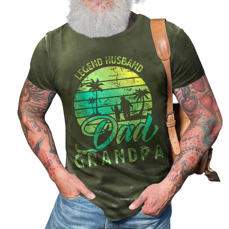 Retro Fathers Day Dad The Legend Husband Dad Grandpa   3D Print Casual Tshirt