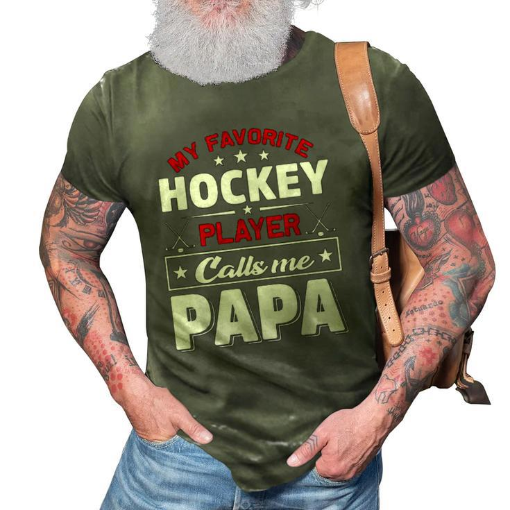 Retro My Favorite Hockey Player Calls Me Papa Fathers Day 3D Print Casual Tshirt