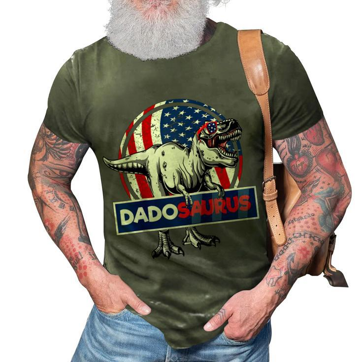 Retro Patriotic Dinosaur T Rex Dad Fathers Day 4Th Of July  3D Print Casual Tshirt