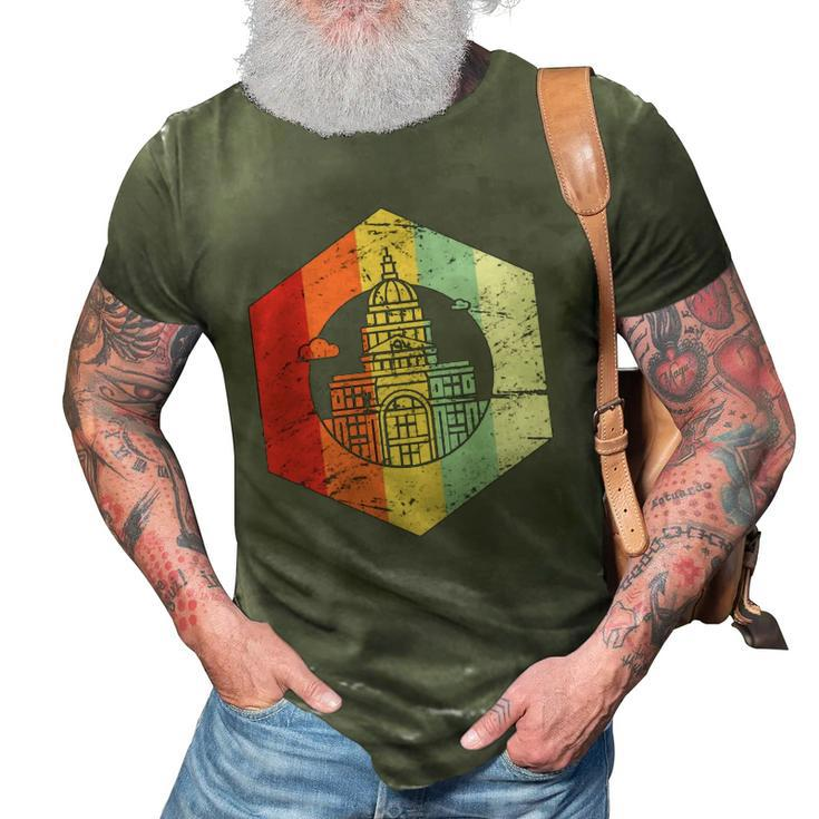 Retro State Capitol Building Austin Texas 3D Print Casual Tshirt