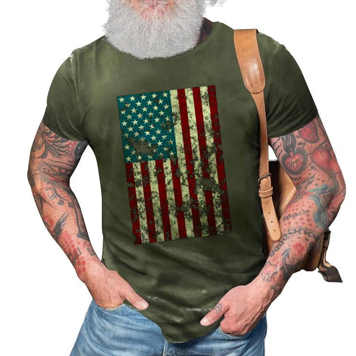 Retro Style 4Th July Usa Patriotic Distressed America Flag 3D Print Casual Tshirt