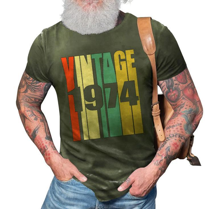 Retro Vintage 1974  48 Yrs Old Bday 1974 48Th Birthday 3D Print Casual Tshirt