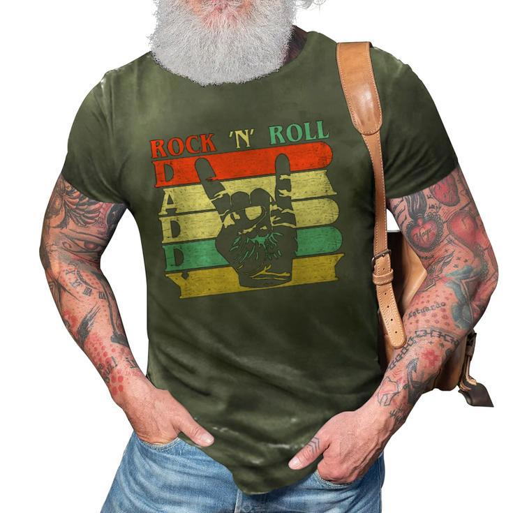 Retro Vintage Daddy Rock N Roll Heavy Metal Dad Gift 3D Print Casual Tshirt