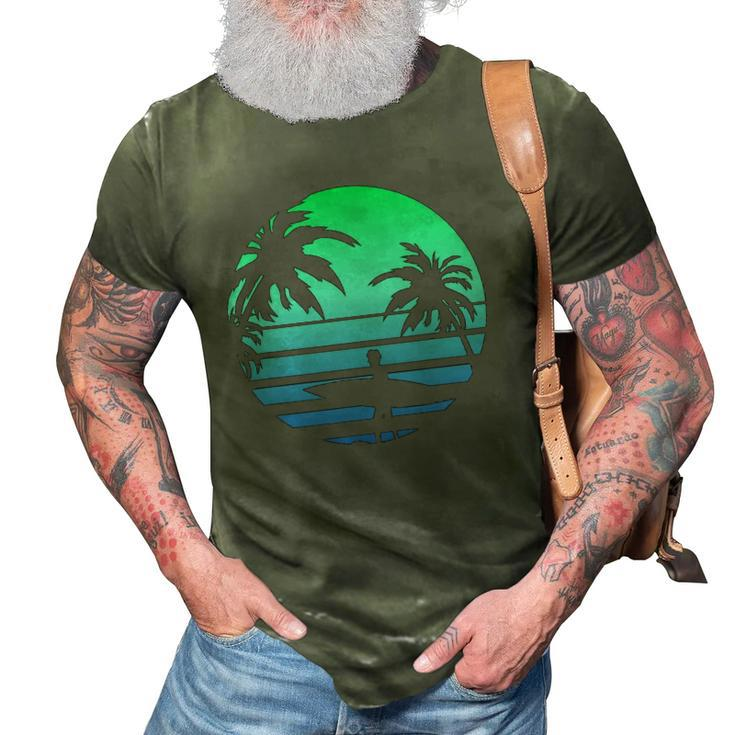Retro Water Sport Surfboard Palm Tree Sea Tropical Surfing 3D Print Casual Tshirt