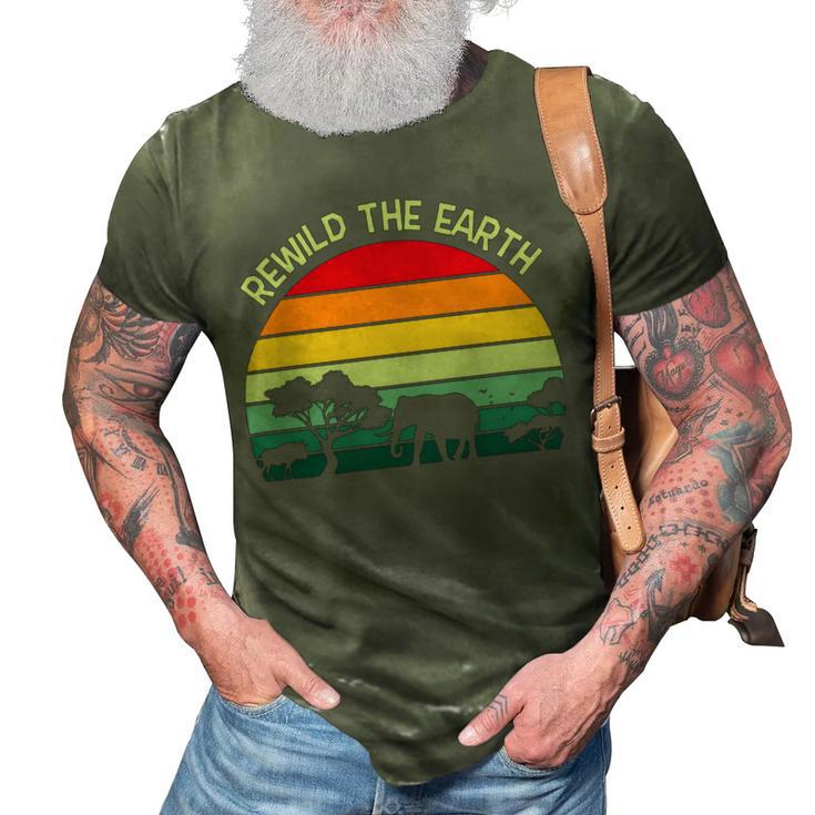 Rewild The Earth Animal Forest Earth Day 3D Print Casual Tshirt