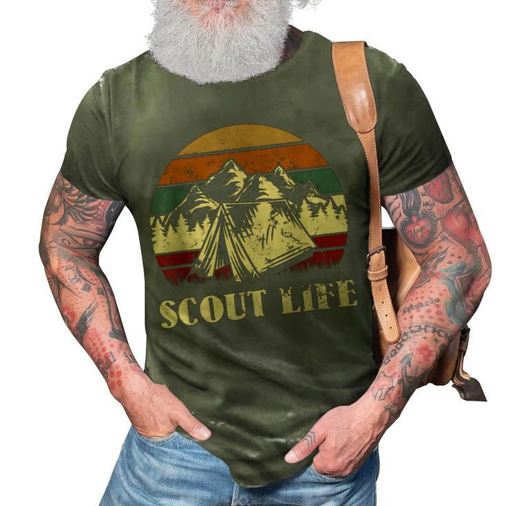Scout Life Camping Tent Bonfire Firewood Campfire Camper   V2 3D Print Casual Tshirt