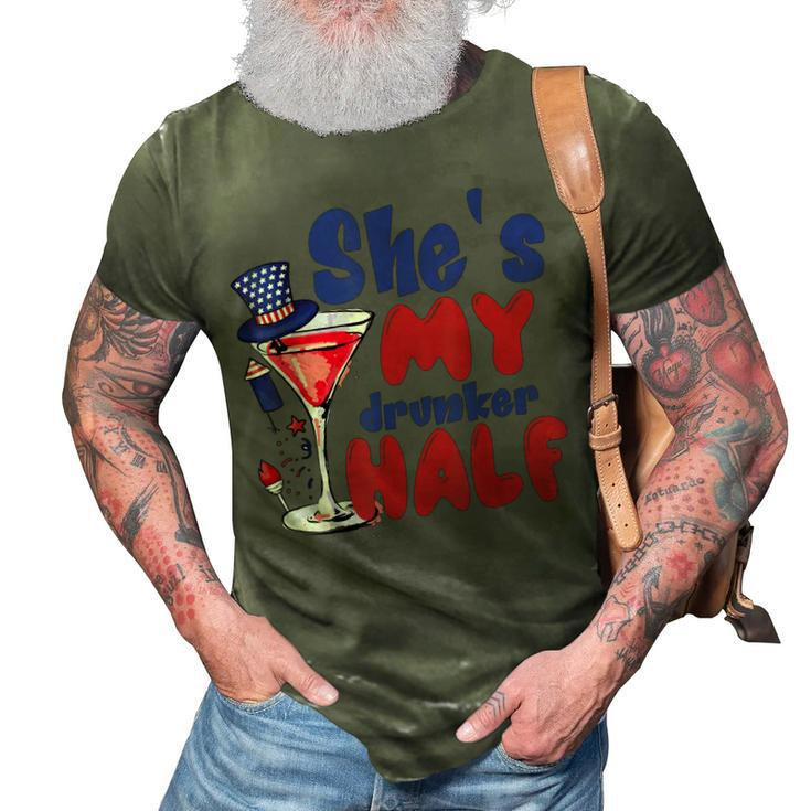 She My Drunker Half 4Th Of July Couples Drinking  3D Print Casual Tshirt