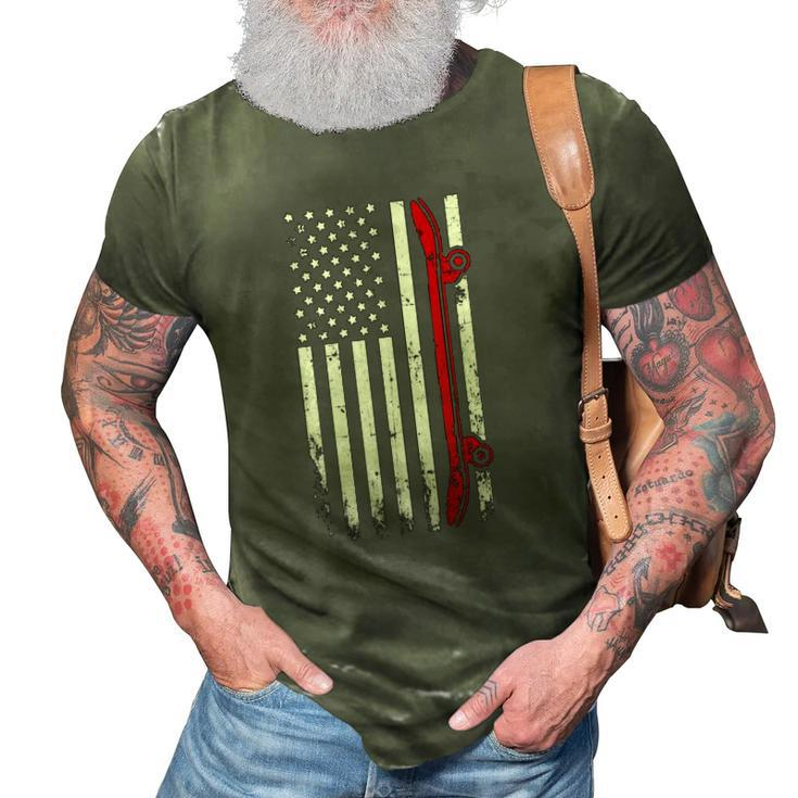 Skateboarding American Flag - July 4Th Skateboard  3D Print Casual Tshirt