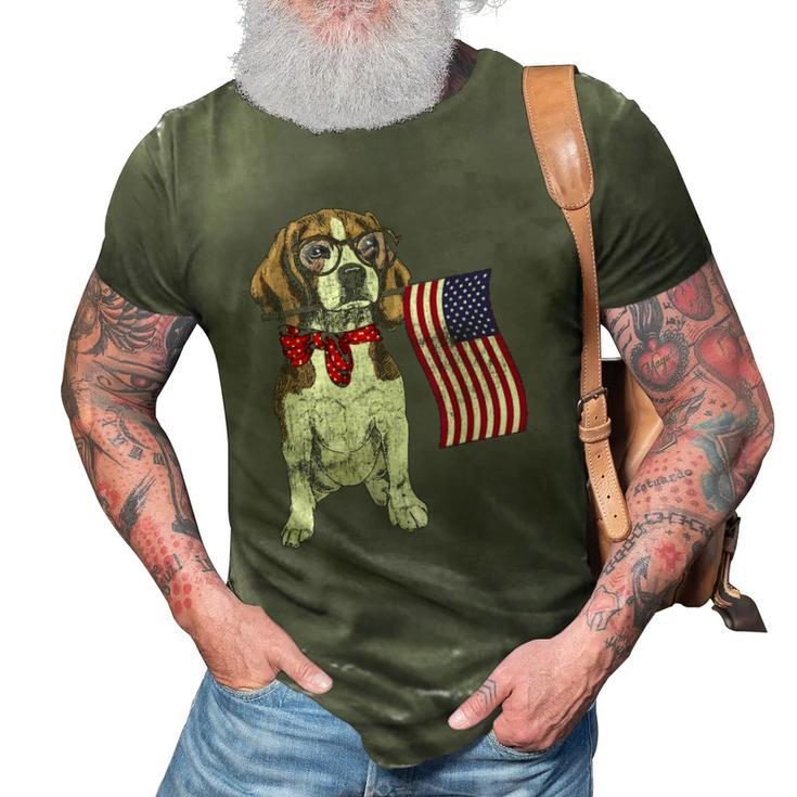Smart Beagle Patriotic Memorial Day 4Th Of July Usa Flag 3D Print Casual Tshirt