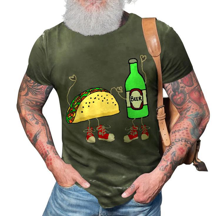 Smilealot Funny Taco And Beer Food Cartoon  3D Print Casual Tshirt