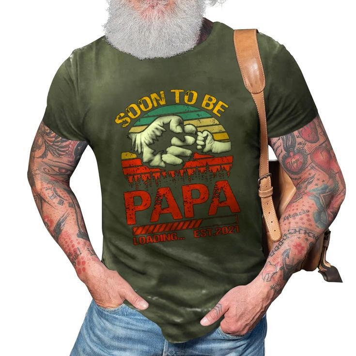 Soon To Be Papa Est 2022 New Papa Vintage 3D Print Casual Tshirt