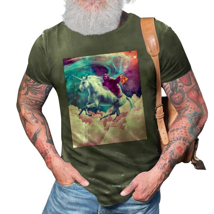 Space Sloth On Unicorn Sloth Pizza  3D Print Casual Tshirt