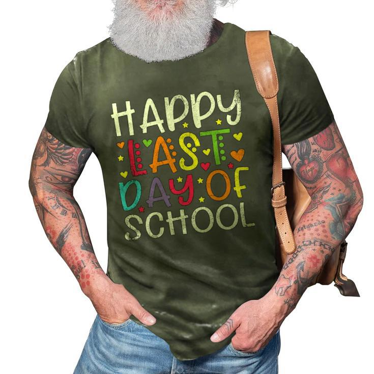 Stars Happy Last Day Of School Cute Graduation Teacher Kids 3D Print Casual Tshirt