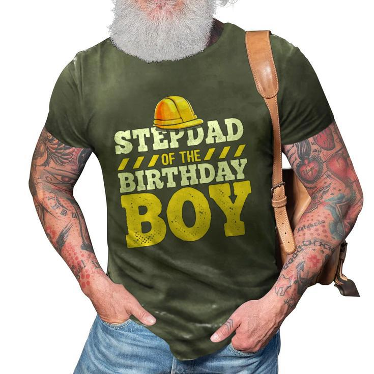 Stepdad Of The Birthday Boy Construction Hat Birthday Party 3D Print Casual Tshirt