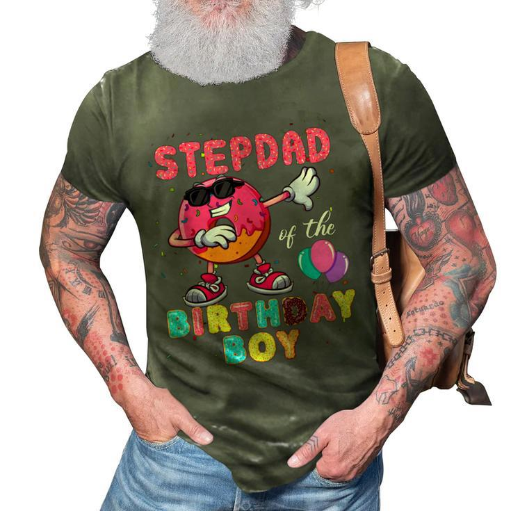 Stepdad Of The Birthday Boy  Donut Dab Birthday  3D Print Casual Tshirt