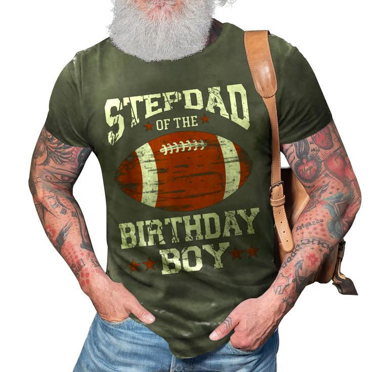 Stepdad Of The Birthday Boy Football Lover Vintage Retro  3D Print Casual Tshirt