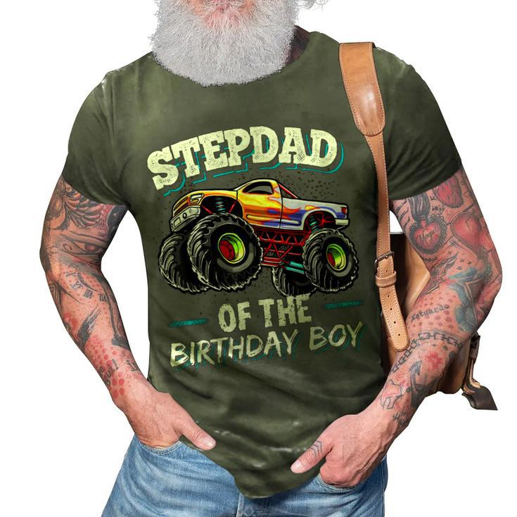 Stepdad Of The Birthday Boy Matching Family Monster Truck  3D Print Casual Tshirt