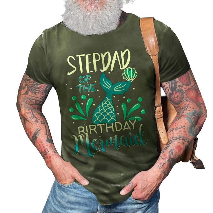 Stepdad Of The Birthday Mermaid Matching Family  3D Print Casual Tshirt