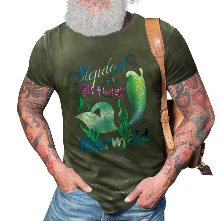 Stepdad Of The Birthday Mermaid Matching Family  3D Print Casual Tshirt