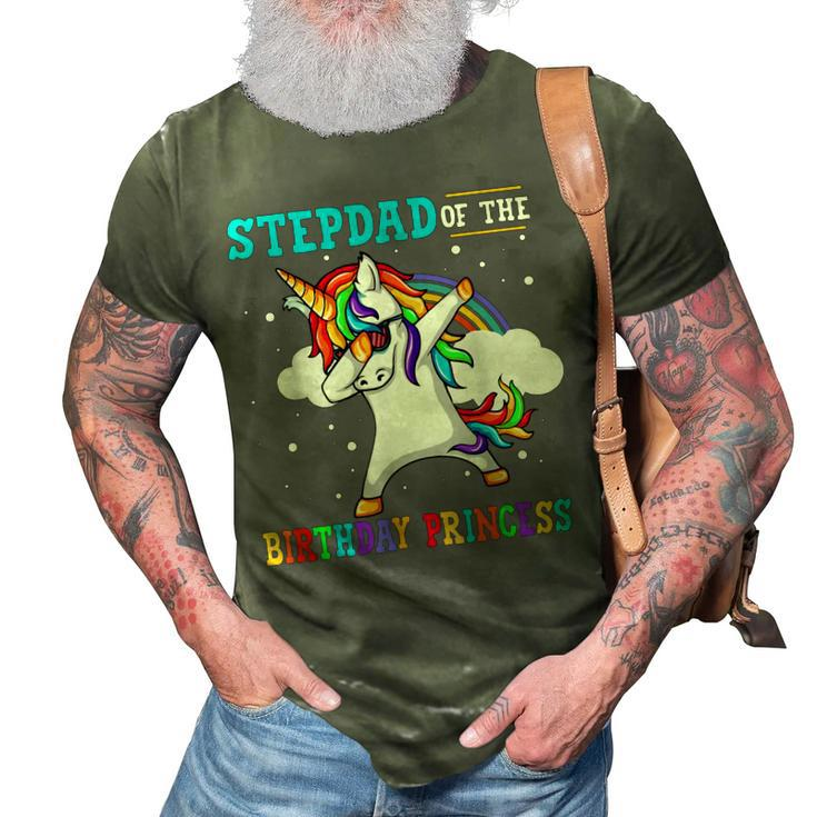 Stepdad Of The Birthday Princess Unicorn Girl   3D Print Casual Tshirt