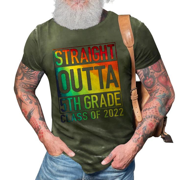 Straight Outta 5Th Grade Class Of 2022 Graduation Rainbow 3D Print Casual Tshirt