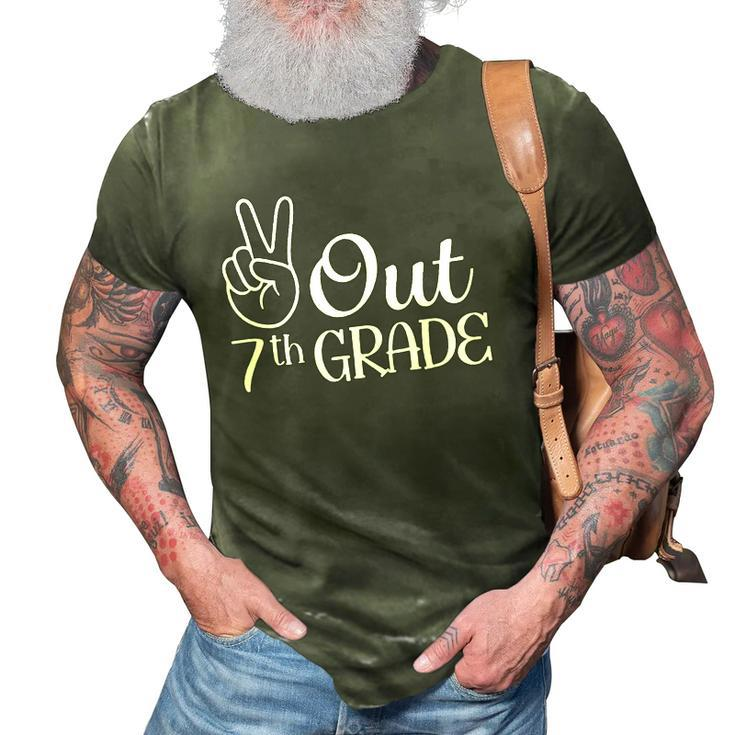 Summer Last Day Of School Graduation Peace Out 7Th Grade 3D Print Casual Tshirt