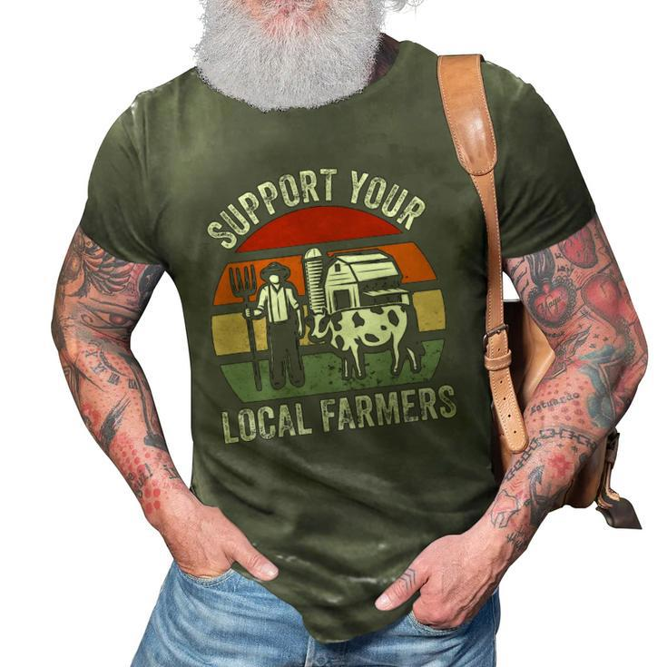 Support Your Local Farmers Farming 3D Print Casual Tshirt