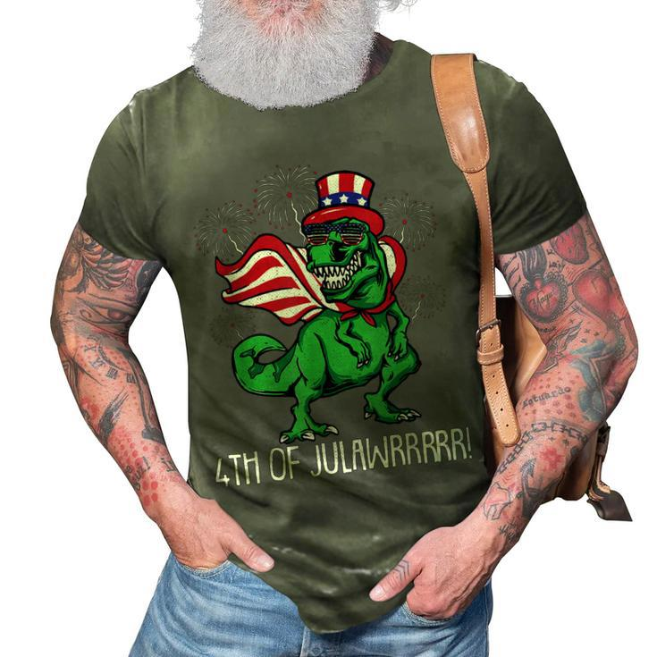 T-Rex American Flag 4Th Of July Funny Rawr Patriotic Dino  3D Print Casual Tshirt