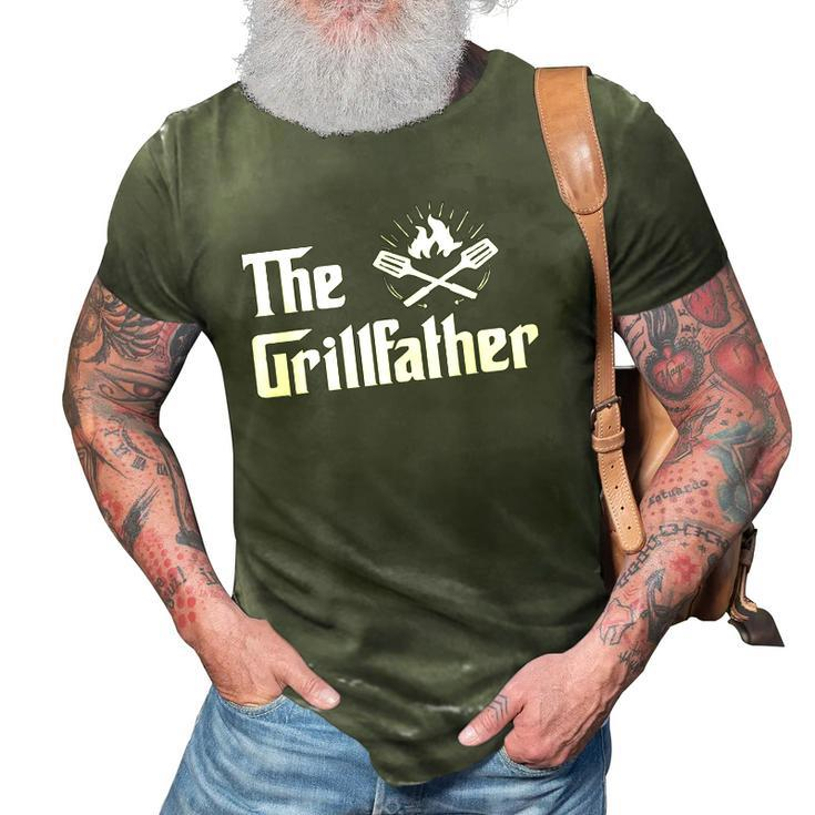 The Grillfather Funny Bbq Dad Bbq Grill Dad Grilling 3D Print Casual Tshirt