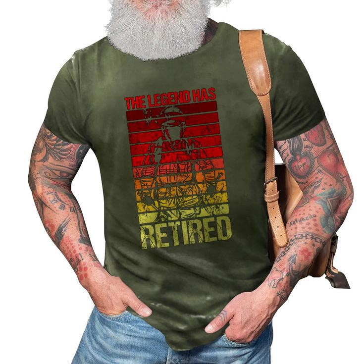 The Legend Has Retired Fire Department Fireman Firefighter 3D Print Casual Tshirt