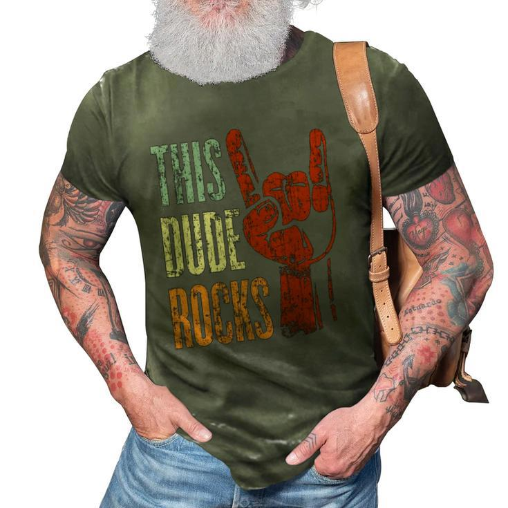 This Dude Rocks Rock N Roll Heavy Metal Devil Horns 3D Print Casual Tshirt