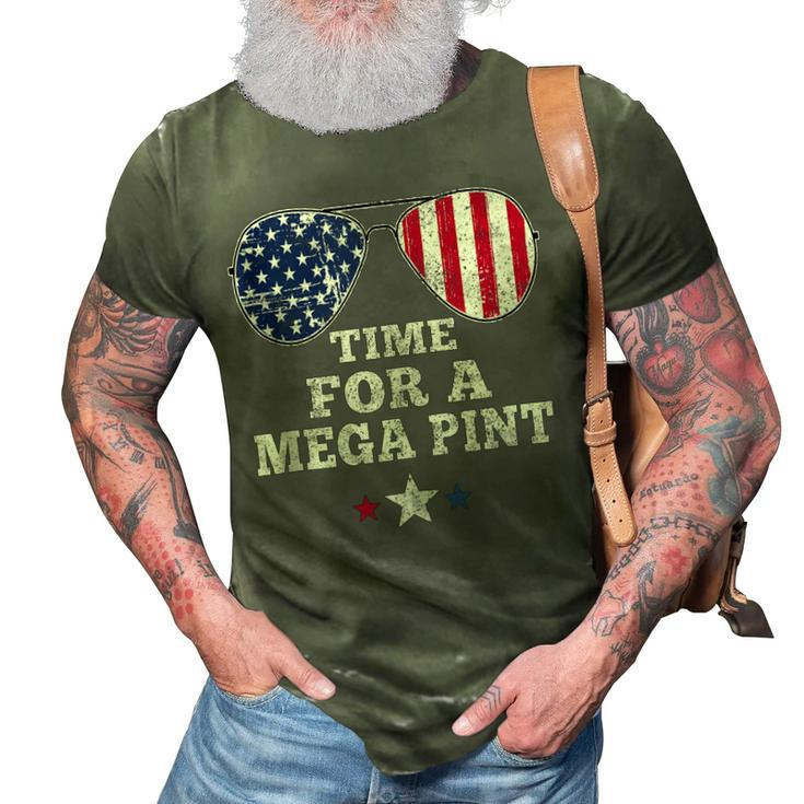Time For A Mega Pint Funny 4Th Of July Patriotic Sunglasses  3D Print Casual Tshirt