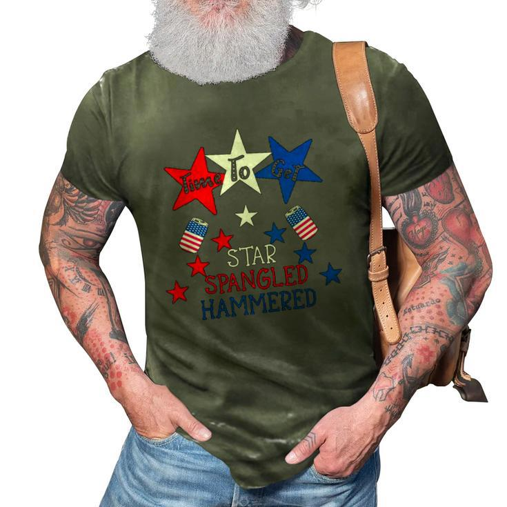 Time To Get Star Spangled Hammered 4Th Of July Drinking Gift  3D Print Casual Tshirt