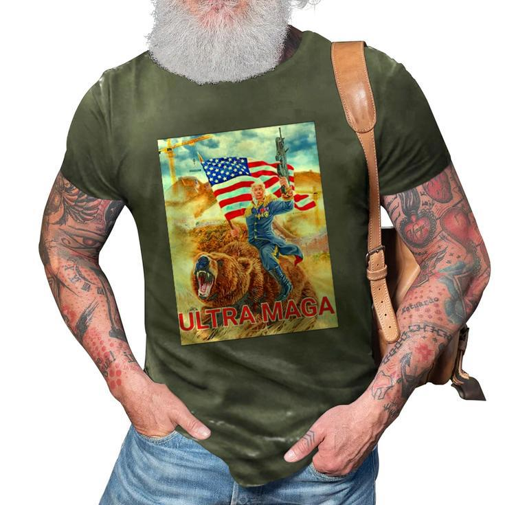 Trump Ultra Maga The Great Maga King Trump Riding Bear 3D Print Casual Tshirt
