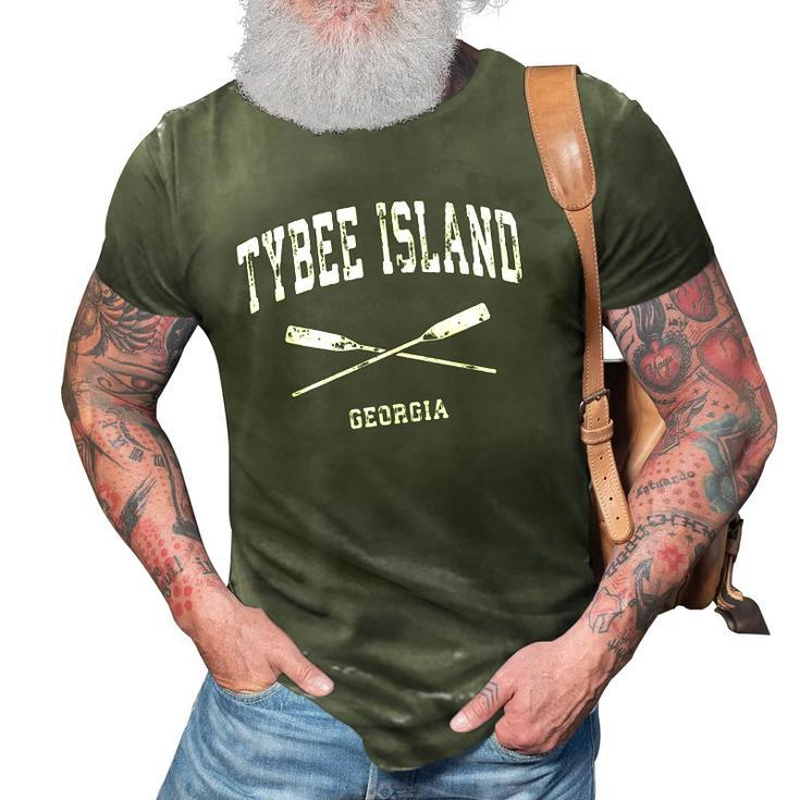 Tybee Island Georgia Vintage Nautical Crossed Oars 3D Print Casual Tshirt