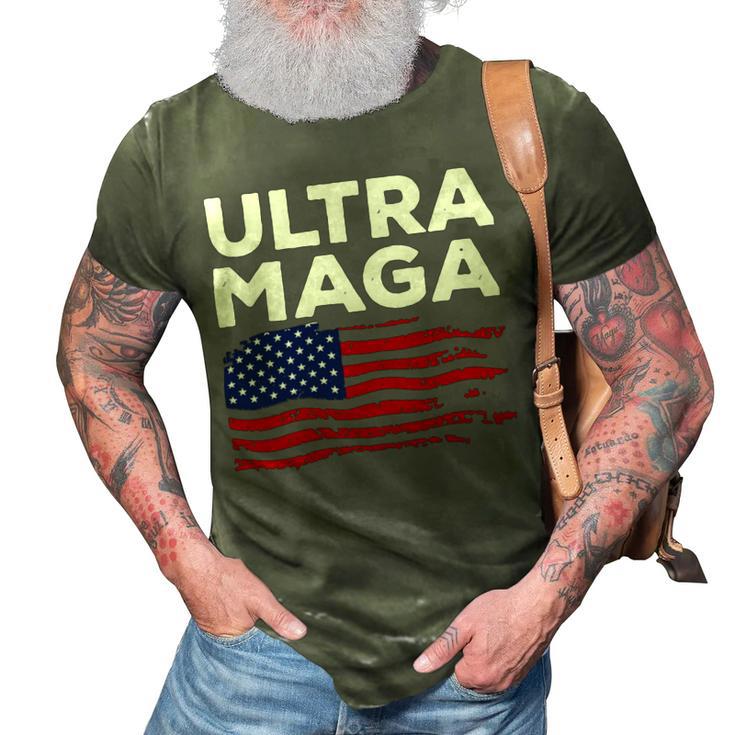 Ultra Maga Proud American Distressed Flag Patriotic Gift 3D Print Casual Tshirt