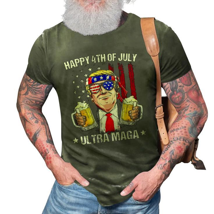 Ultra Maga Proud Pro Trump Happy 4Th Of July American Flag 3D Print Casual Tshirt