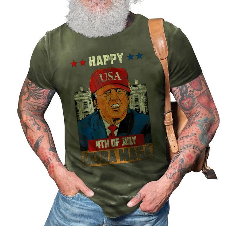 Ultra Maga Trump Happy 4Th Of July American Flag  3D Print Casual Tshirt