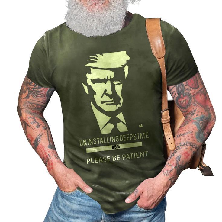 Ultra Maga Uninstalling Deep State Please Be Patient Funny Anti Biden Us Flag Pro Trump Trendy  3D Print Casual Tshirt