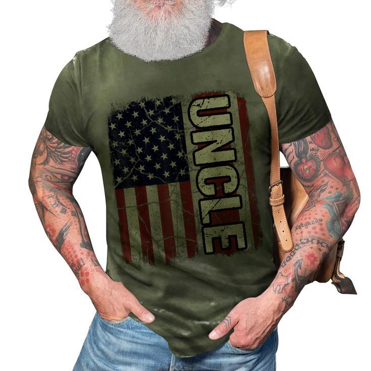 Uncle American Flag Vintage Fathers Day 4Th Of July Gift  3D Print Casual Tshirt