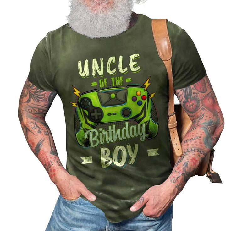 Uncle Of The Birthday Boy Matching Family Video Gamer Party  3D Print Casual Tshirt