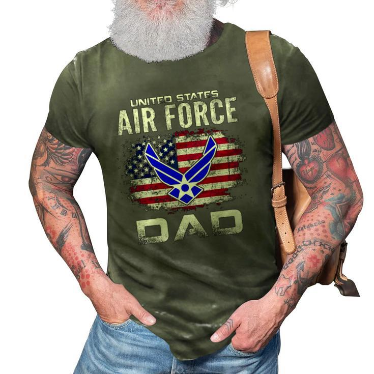 United States Air Force Dad With American Flag Gift 3D Print Casual Tshirt
