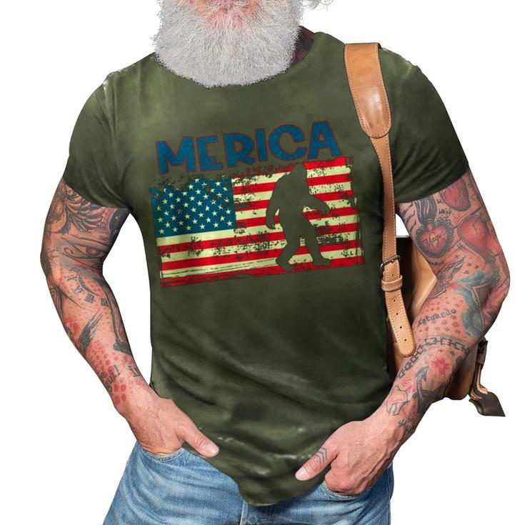 Us Flag Bigfoot July 4Th Sasquatch Patriotic Merica  3D Print Casual Tshirt