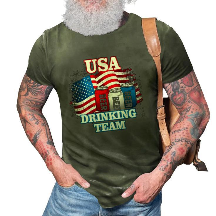 Usa Drinking Team Flag Beer Lovers 3D Print Casual Tshirt