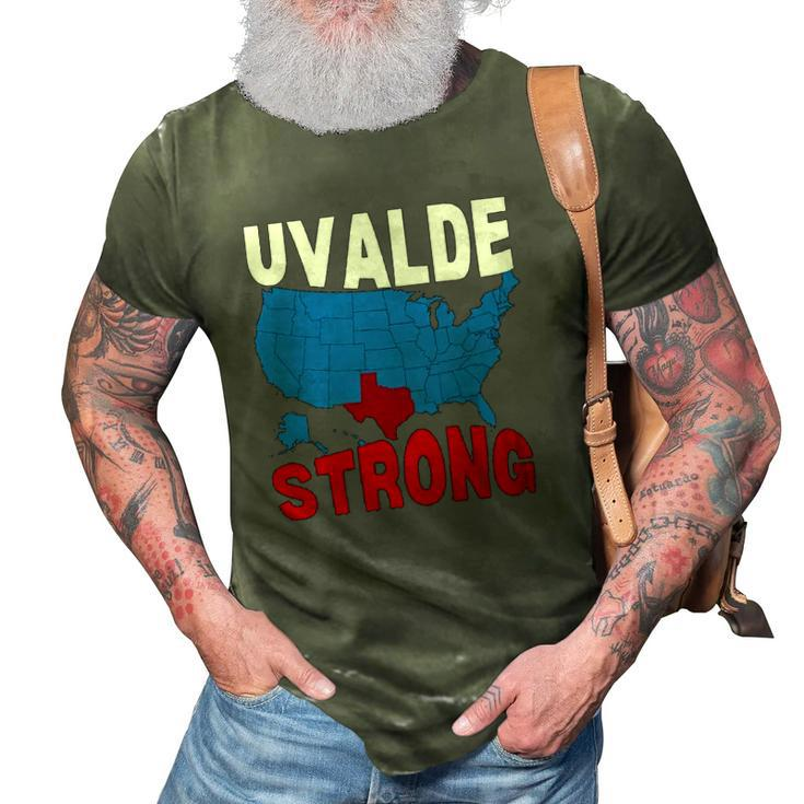 Uvalde Strong Gun Control Now  Pray For Texas Usa Map 3D Print Casual Tshirt